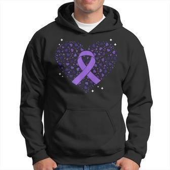 Dementia Heart Alzheimer's Disease Purple Ribbon Awareness Hoodie - Seseable