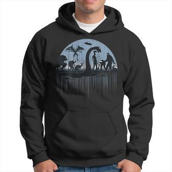 On Back Loch Ness Bigfoot Mothman Alien Cryptid Hoodie - Monsterry UK