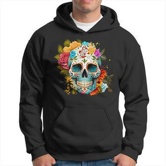 Dia De Los Muertos Decorative Mexican Head Sugar Skull Hoodie - Seseable
