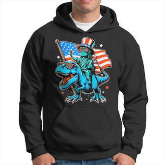 Dino Statue Of Liberty 4Th Of July Boys American Flag Hoodie - Thegiftio UK