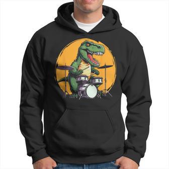 Dinosaurier Schlagzeuger Hoodie, Lustiges T-Rex Musik Motiv - Seseable