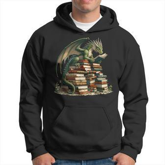 Distressed Bookworm Dragons Reading Book Dragons And Books Hoodie - Thegiftio UK