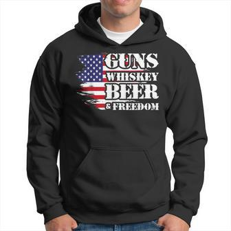 Distressed Patriotic Flag Guns Whisky Beer Freedom Hoodie - Monsterry DE