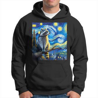 Distressed Raccoon Starry Night Painting Raccoons Van Gogh Hoodie - Monsterry UK