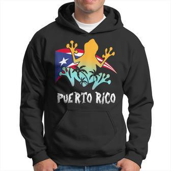 Distressed Style Puerto Rico Frog Puerto Rico Hoodie - Monsterry