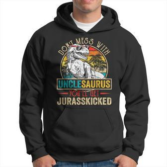 Distressed Unclesaurus Dinosaur T Rex Father's Day Hoodie - Monsterry