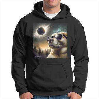 Dog Glasses Taking A Selfie With Solar 2024 Eclipse Hoodie - Seseable