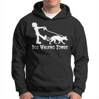 Dog Walking Zombie Living Dead Humor Hoodie - Monsterry UK