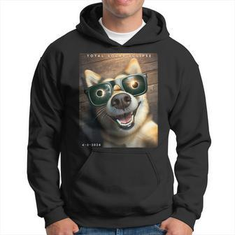 Dog Wearing Solar Eclipse Glasses 2024 Solar Eclipse Selfie Hoodie - Monsterry