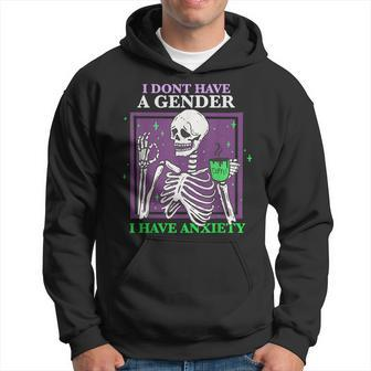 I Dont Have A Gender I Have Anxiety Skeleton Nonbinary Pride Hoodie - Monsterry UK
