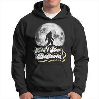 Don't Stop Believin' Bigfoot Retro Full Moon & Trees Hoodie - Monsterry UK