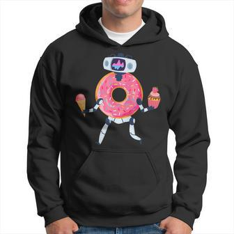 Donut Robot With Ice Cream And Cupcake Hoodie - Monsterry UK