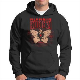 Double Eagle Hand Sign Kuq E Zi Albania Hoodie - Seseable