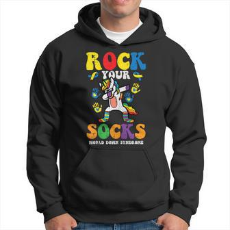 Down Syndrome Unicorn Dab Rock Your Socks Awareness Girls Hoodie - Monsterry CA