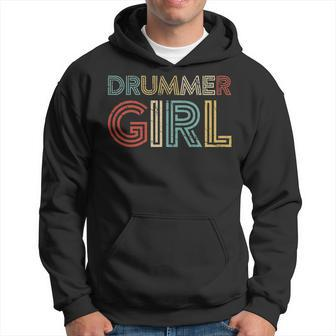 Drummer Girl Retro Vintage Drumming Musician Percussionist Hoodie | Mazezy CA