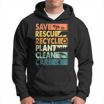 Earth Day Save Rescue Animals Recycle Plastics Planet Hoodie - Seseable