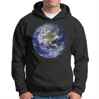 Earth Planet Earth North America Flat Globe Space Clouds Hoodie - Thegiftio UK