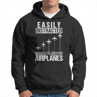 Easily Distracted By Airplanes Pilot Flying Present Hoodie - Seseable