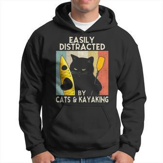 Easily Distracted By Cats & Kayaking Cat Lovers Kayakers Hoodie | Mazezy