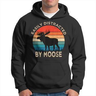 Easily Distracted By Moose Vintage Moose Hoodie - Thegiftio UK