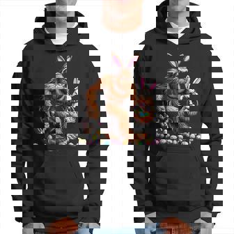 Easter Bigfoot With Bunny & Egg Basket Festive Celebration Hoodie - Seseable