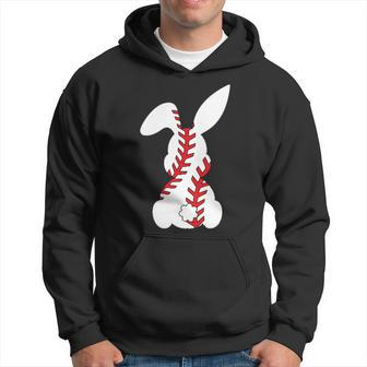 Easter Bunny Baseball Sport Easter Baseball Pocket Rabbit Hoodie - Seseable