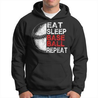 Eat Sleep Baseball Repeat Baseball Player Baseball Hoodie - Seseable