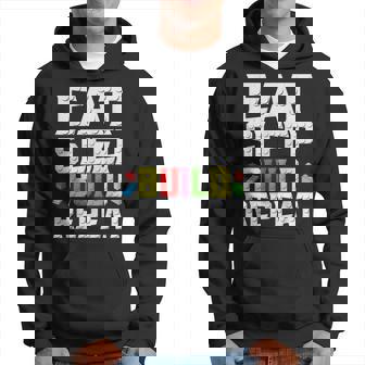 Eat Sleep Build Repeat Building Master Builder Blocks Bricks Hoodie - Thegiftio