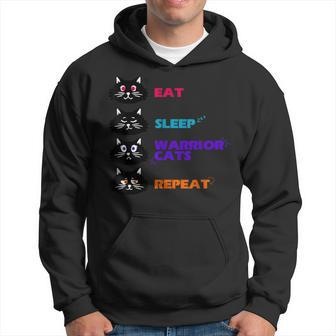 Eat-Sleep-Cat Warrior-Repeat-Cat Lover Hoodie | Mazezy