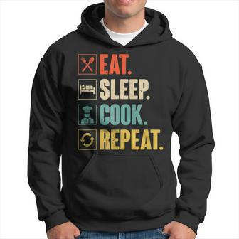 Eat Sleep Cook Repeat Vintage Cook Cooking Chef Hoodie - Thegiftio UK