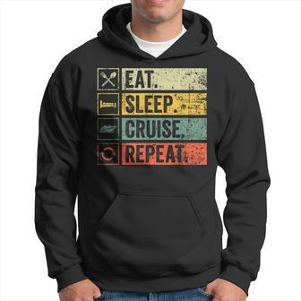 Eat Sleep Cruise Repeat Family Cruise Vacation Retro Vintage Hoodie | Mazezy