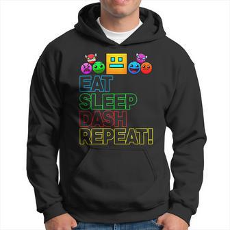 Eat Sleep Dash Repeat Video Game Geometry Video Gamer Lover Hoodie - Thegiftio UK