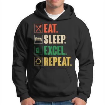 Eat Sleep Excel Repeat Vintage Retro Excel Hoodie - Thegiftio UK