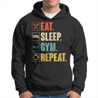 Eat Sleep Gym Repeat Retro Vintage Workout Hoodie - Thegiftio UK