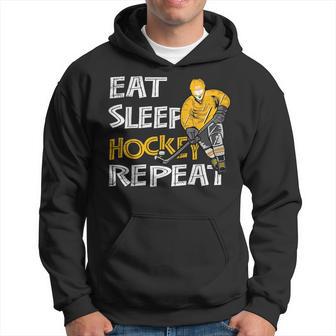 Eat Sleep Hockey Repeat For With Puck And Stick Hoodie - Monsterry UK