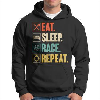 Eat Sleep Race Repeat Retro Vintage Racing Hoodie - Thegiftio UK