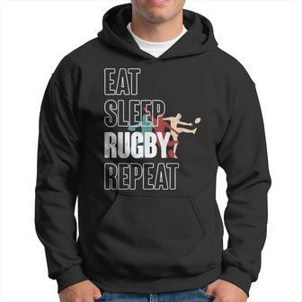 Eat Sleep Rugby Repeat For Rugby Player Vintage Hoodie - Thegiftio UK