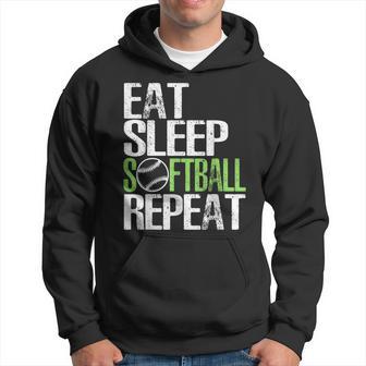 Eat Sleep Softball Repeat Cool Sports Hoodie - Monsterry