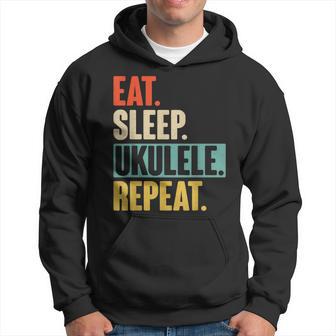 Eat Sleep Ukulele Repeat Retro Vintage Ukelele Hoodie - Monsterry