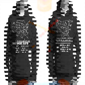 Eclipse Checklist Total Solar Eclipse 2024 And 2017 Usa Map Hoodie - Thegiftio UK