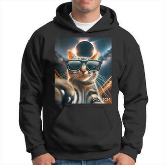 Eclipse Feline Cosmic Cat With Sunglasses Solar Eclipse 2024 Hoodie - Thegiftio