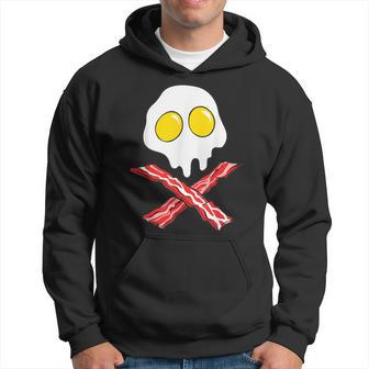 Eggs And Bacon Skull And Cross Bones Black Adult Hoodie - Monsterry