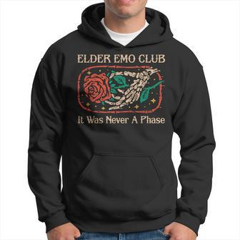 Elder Emo Club It Was Never A Phase Skeleton And Rose Quote Hoodie - Thegiftio UK