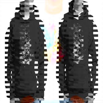 Electric Guitar Band Rock Chromatic Colourful Flames Hoodie - Thegiftio UK
