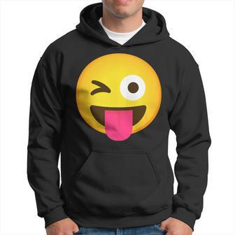 Emoticon Winking Face With Stuck-Out Tongue And Winking Eye Hoodie - Monsterry DE