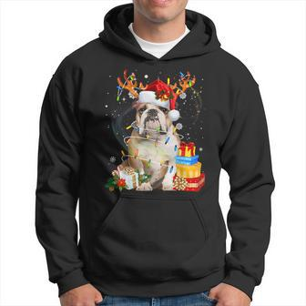 English Bulldog Christmas Dog Reindeer Hoodie - Seseable