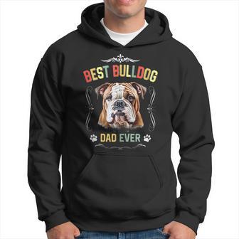 English Bulldog Dad Ever Vintage Father's Day Dog Lover Hoodie - Thegiftio UK