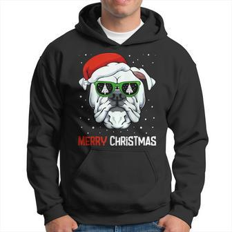 English Bulldog Merry Christmas Pajama Cute Dog Santa Hat Hoodie - Seseable
