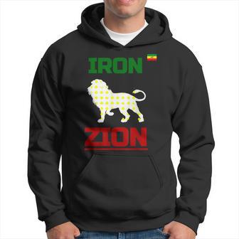 Ethiopian Flag In Heart Iron Lion Zion Rasta Flag Hoodie - Monsterry