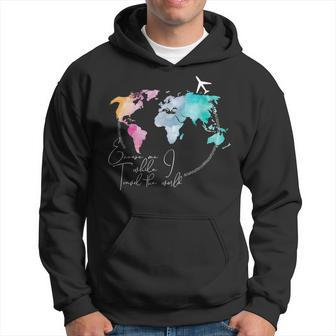 Excuse Me While I Travel The World Map Airplane Travel Lover Hoodie - Thegiftio UK